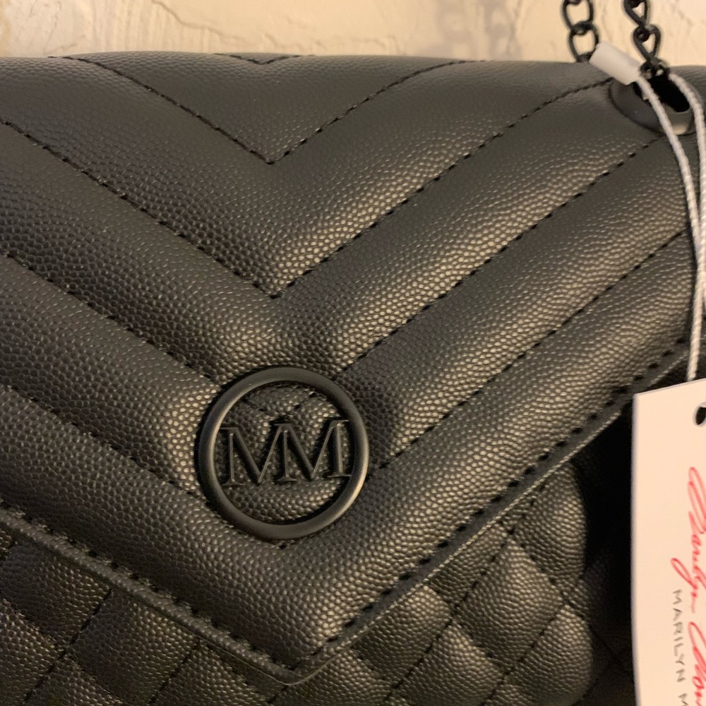 Marilyn Monroe Black Quilted Crossbody Bag with Chain Strap